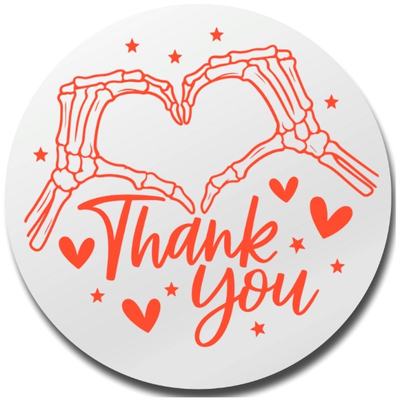 Skeleton Hands 💀❤️ Thank You Stickers – 100pcs - Picture 1 of 4